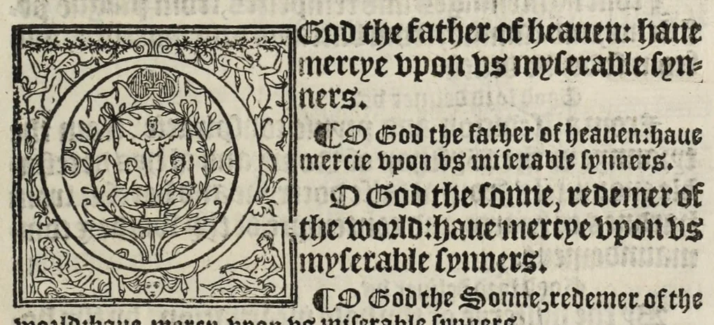 An illustration from The boke of common prayer and administracion of the sacramentes and other rites and ceremonies in the Churche of Englande, 1552, leaf 337