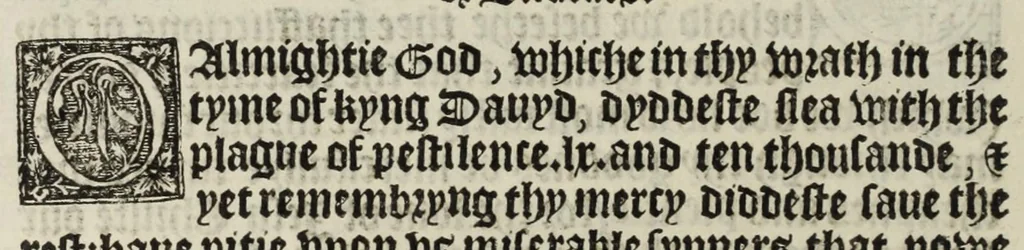 An illustration from The boke of common prayer and administracion of the sacramentes and other rites and ceremonies in the Churche of Englande, 1552, leaf 62