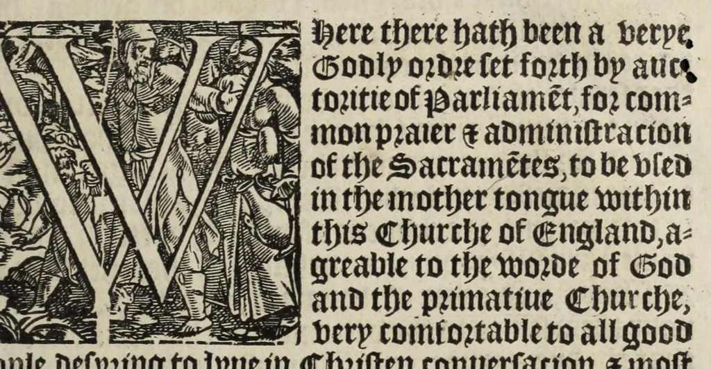 An illustration from The boke of common prayer and administracion of the sacramentes and other rites and ceremonies in the Churche of Englande, 1552, leaf 7