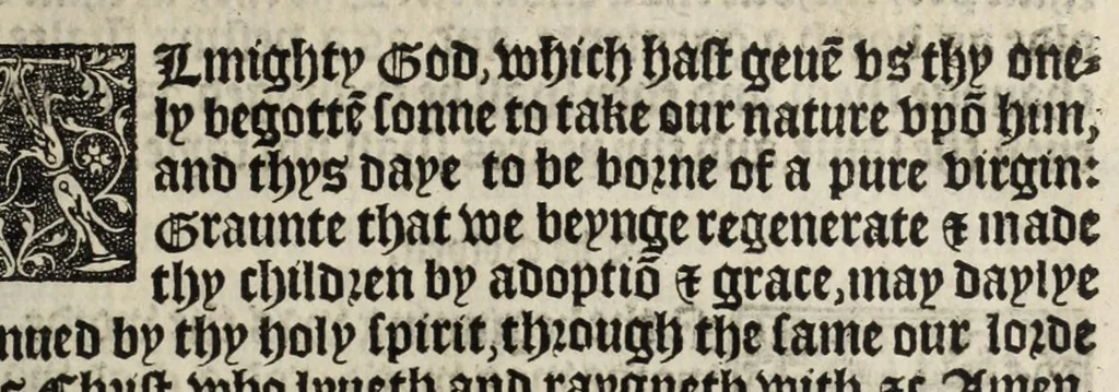 An illustration from The boke of common prayer and administracion of the sacramentes and other rites and ceremonies in the Churche of Englande, 1552, leaf 71