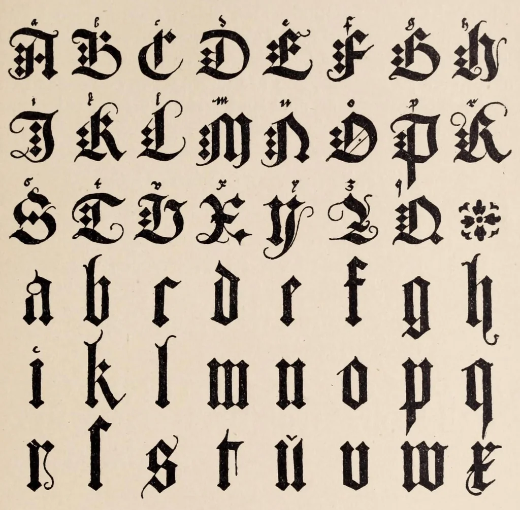 An illustration from Boktryckstyper under XV. till XIX århundert : kort öfversikt af boktryckstypernas utveckling och allmänna former, 1905, leaf 69