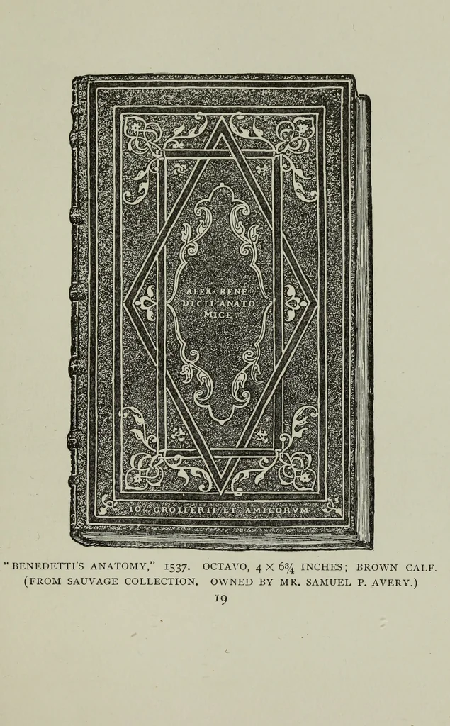 An illustration from Bookbindings old and new : notes of a book-lover, with account of the Grolier club of New York, 1896, leaf 38