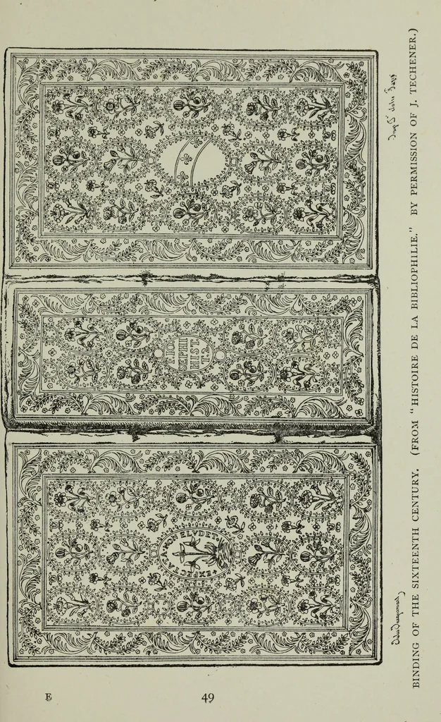 An illustration from Bookbindings old and new : notes of a book-lover, with account of the Grolier club of New York, 1896, leaf 68