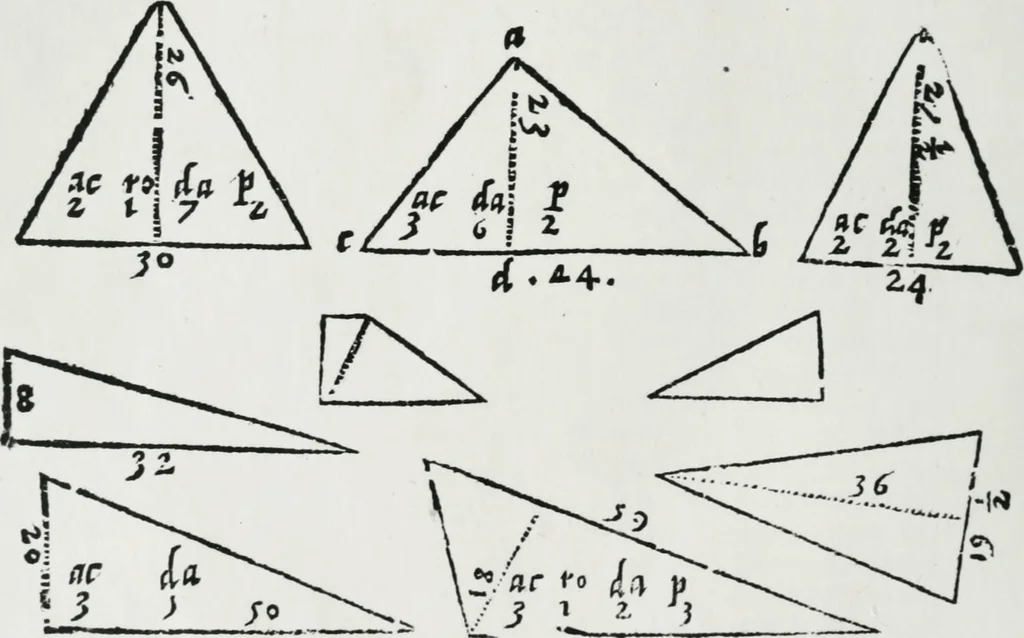 An illustration from A booke named Tectonicon, brieflie shewing the exact measuring, and speedie reckoning all manner of land, squares, timber, stone, steeples, pillers, globes, etc. ... With other things pleasant and necessarie, most conducible for surueyers, landmeaters, ioyners, carpenters, and masons, 1605, leaf 13