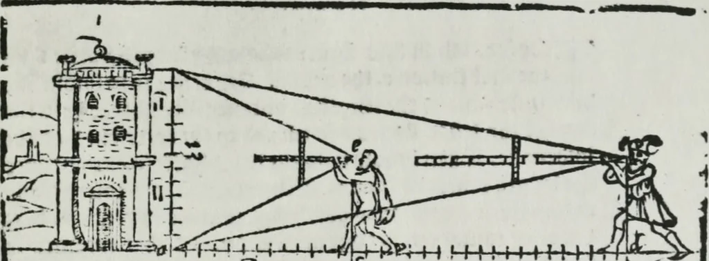 An illustration from A booke named Tectonicon, brieflie shewing the exact measuring, and speedie reckoning all manner of land, squares, timber, stone, steeples, pillers, globes, etc. ... With other things pleasant and necessarie, most conducible for surueyers, landmeaters, ioyners, carpenters, and masons, 1605, leaf 62