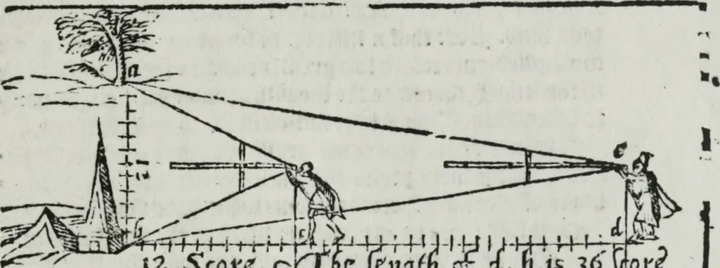 An illustration from A booke named Tectonicon, brieflie shewing the exact measuring, and speedie reckoning all manner of land, squares, timber, stone, steeples, pillers, globes, etc. ... With other things pleasant and necessarie, most conducible for surueyers, landmeaters, ioyners, carpenters, and masons, 1605, leaf 64