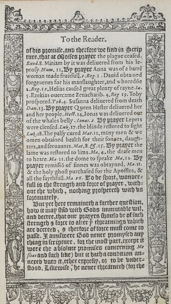 An illustration from A booke of Christian prayers, : collected out of the auncie[n]t writers, and best learned in our tyme, worthy to be read with an earnest mynde of all Christians, in these daungerous and troublesome dayes, that God for Christes sake will yet still be mercyfull vnto vs., 1578, leaf 16