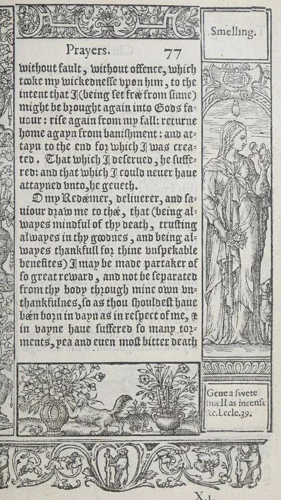 An illustration from A booke of Christian prayers, : collected out of the auncie[n]t writers, and best learned in our tyme, worthy to be read with an earnest mynde of all Christians, in these daungerous and troublesome dayes, that God for Christes sake will yet still be mercyfull vnto vs., 1578, leaf 171