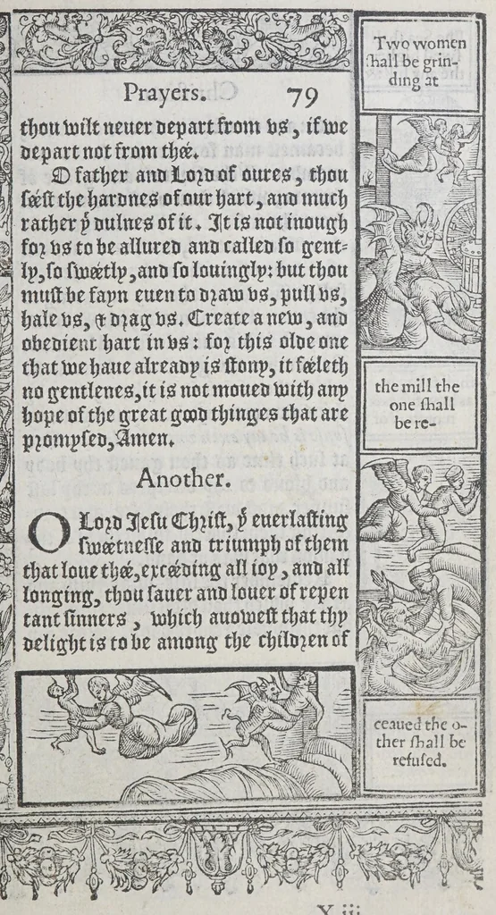 An illustration from A booke of Christian prayers, : collected out of the auncie[n]t writers, and best learned in our tyme, worthy to be read with an earnest mynde of all Christians, in these daungerous and troublesome dayes, that God for Christes sake will yet still be mercyfull vnto vs., 1578, leaf 175