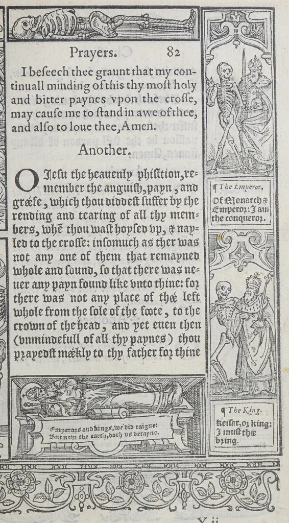 An illustration from A booke of Christian prayers, : collected out of the auncie[n]t writers, and best learned in our tyme, worthy to be read with an earnest mynde of all Christians, in these daungerous and troublesome dayes, that God for Christes sake will yet still be mercyfull vnto vs., 1578, leaf 181
