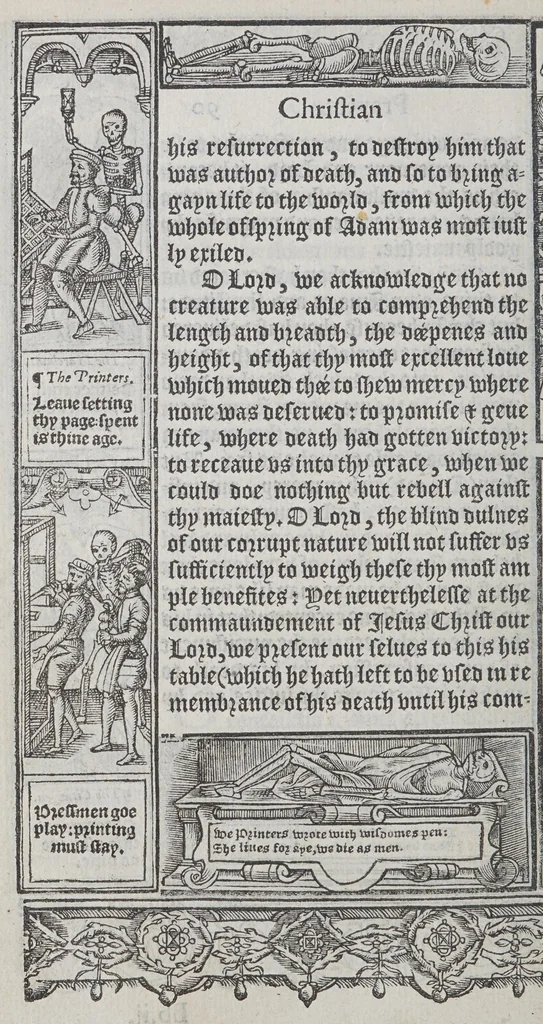 An illustration from A booke of Christian prayers, : collected out of the auncie[n]t writers, and best learned in our tyme, worthy to be read with an earnest mynde of all Christians, in these daungerous and troublesome dayes, that God for Christes sake will yet still be mercyfull vnto vs., 1578, leaf 198