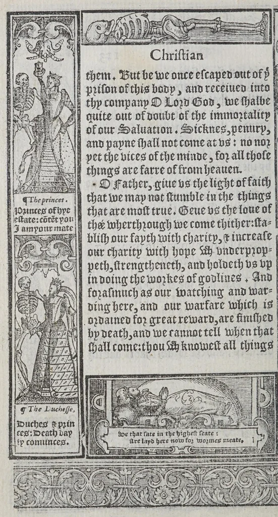 An illustration from A booke of Christian prayers, : collected out of the auncie[n]t writers, and best learned in our tyme, worthy to be read with an earnest mynde of all Christians, in these daungerous and troublesome dayes, that God for Christes sake will yet still be mercyfull vnto vs., 1578, leaf 244