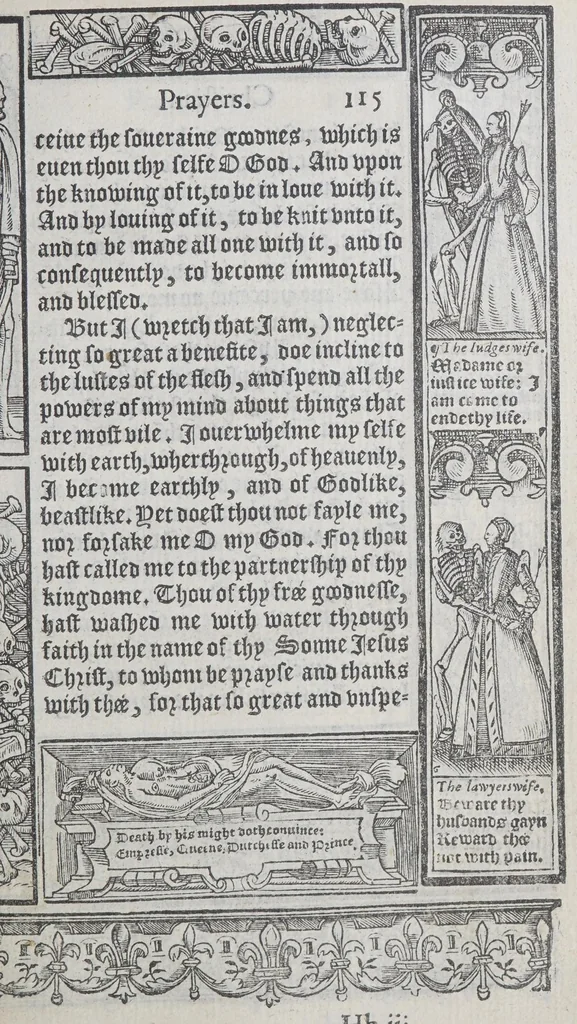 An illustration from A booke of Christian prayers, : collected out of the auncie[n]t writers, and best learned in our tyme, worthy to be read with an earnest mynde of all Christians, in these daungerous and troublesome dayes, that God for Christes sake will yet still be mercyfull vnto vs., 1578, leaf 247