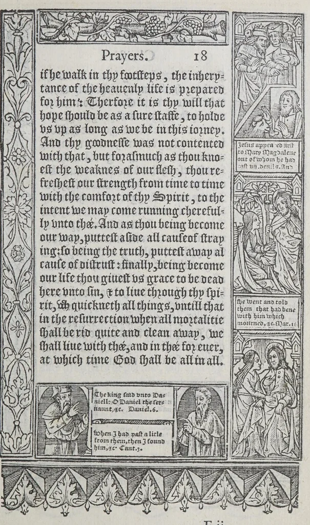 An illustration from A booke of Christian prayers, : collected out of the auncie[n]t writers, and best learned in our tyme, worthy to be read with an earnest mynde of all Christians, in these daungerous and troublesome dayes, that God for Christes sake will yet still be mercyfull vnto vs., 1578, leaf 53