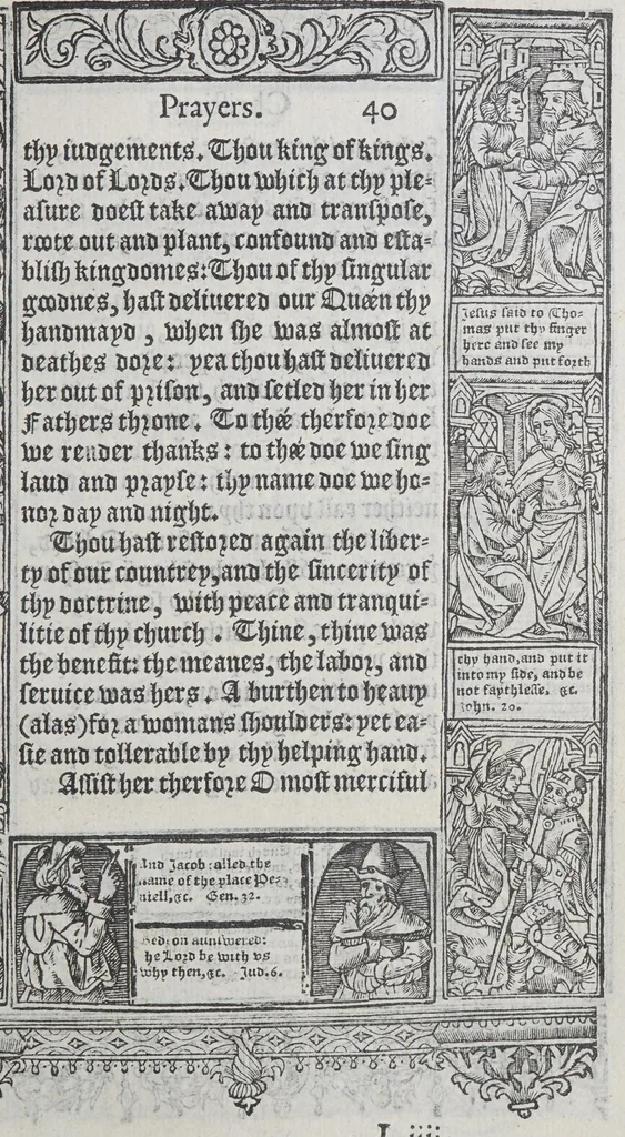 An illustration from A booke of Christian prayers, : collected out of the auncie[n]t writers, and best learned in our tyme, worthy to be read with an earnest mynde of all Christians, in these daungerous and troublesome dayes, that God for Christes sake will yet still be mercyfull vnto vs., 1578, leaf 97