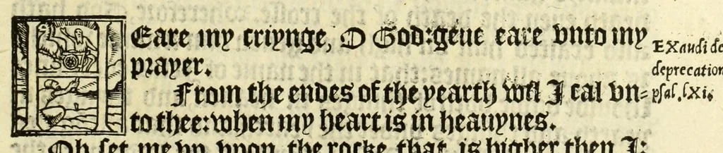 An illustration from The booke of the common prayer and administracion of the sacramentes : and other rites and ceremonies of the Churche : after the vse of the Churche of England, 1549, leaf 105