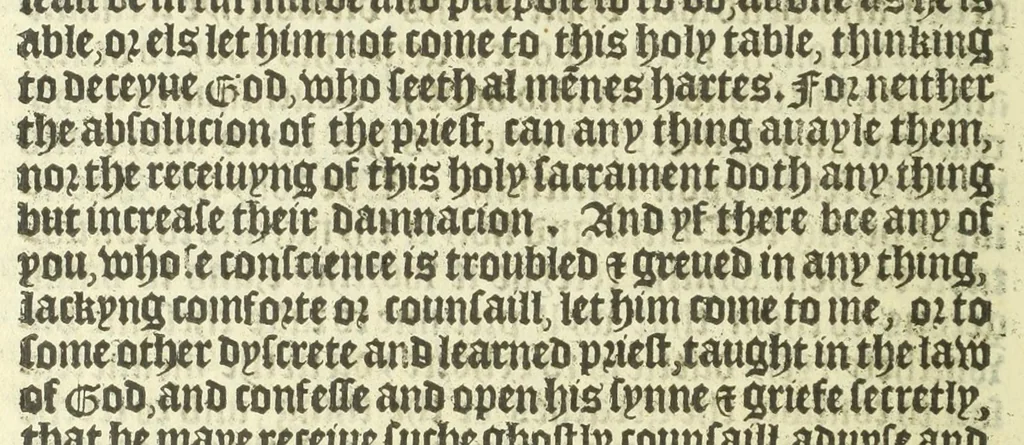 An illustration from The booke of the common prayer and administracion of the sacramentes : and other rites and ceremonies of the Churche : after the vse of the Churche of England, 1549, leaf 280