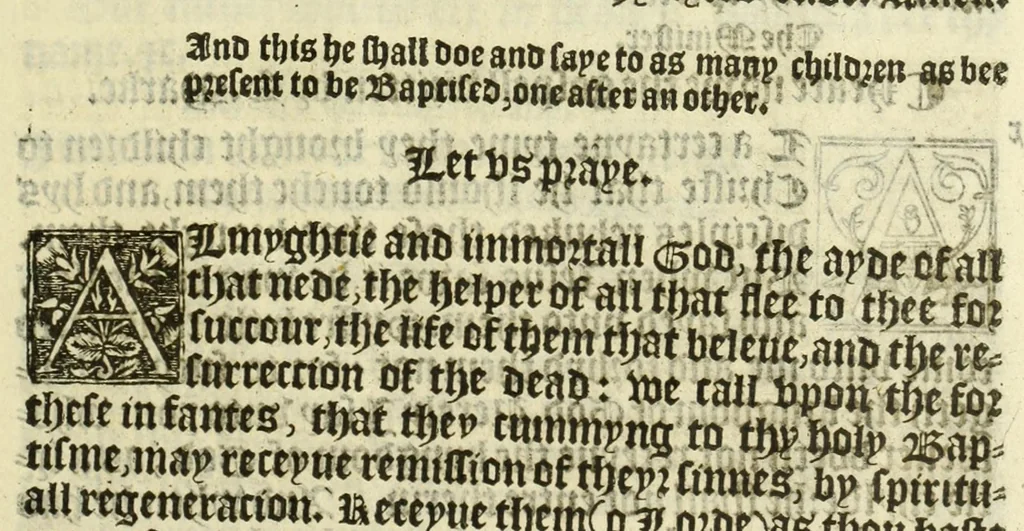 An illustration from The booke of the common prayer and administracion of the sacramentes : and other rites and ceremonies of the Churche : after the vse of the Churche of England, 1549, leaf 309