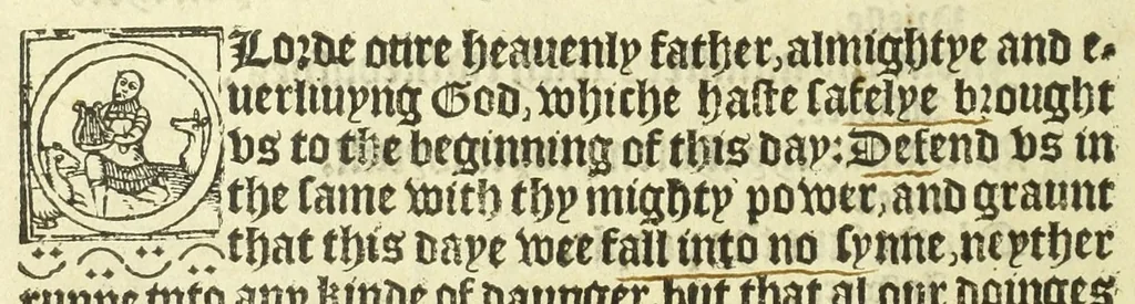 An illustration from The booke of the common prayer and administracion of the sacramentes : and other rites and ceremonies of the Churche : after the vse of the Churche of England, 1549, leaf 38