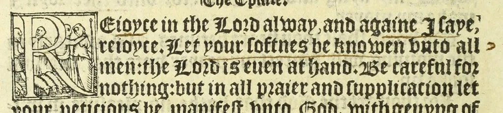 An illustration from The booke of the common prayer and administracion of the sacramentes : and other rites and ceremonies of the Churche : after the vse of the Churche of England, 1549, leaf 52