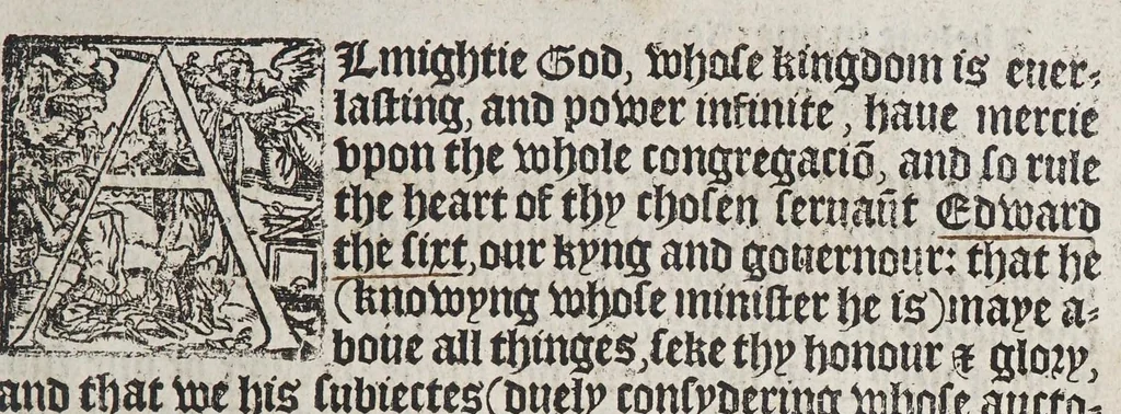 An illustration from The booke of the common prayer and administracion of the sacramentes, and other rites and ceremonies of the churche: after the vse of the Churche of England., 1549, leaf 225