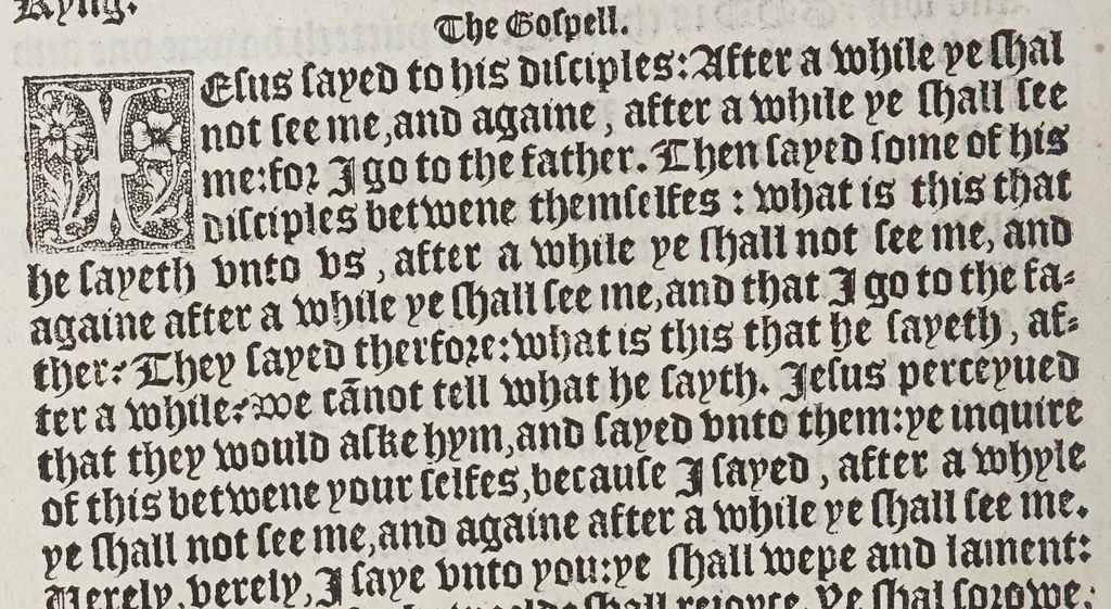 An illustration from The booke of the common prayer and administracion of the sacramentes, and other rites and ceremonies of the churche: after the vse of the Churche of England., 1549, leaf 142