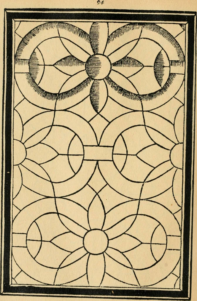An illustration from A booke of sundry draughtes principaly serving for glasiers: and not impertinent for plasters, and gardiners : besides sundry other professions. Whereunto is annexed the manner how to anniel in glas: and also the true forme of the fornace, and the secretes thereof, 1615, leaf 121