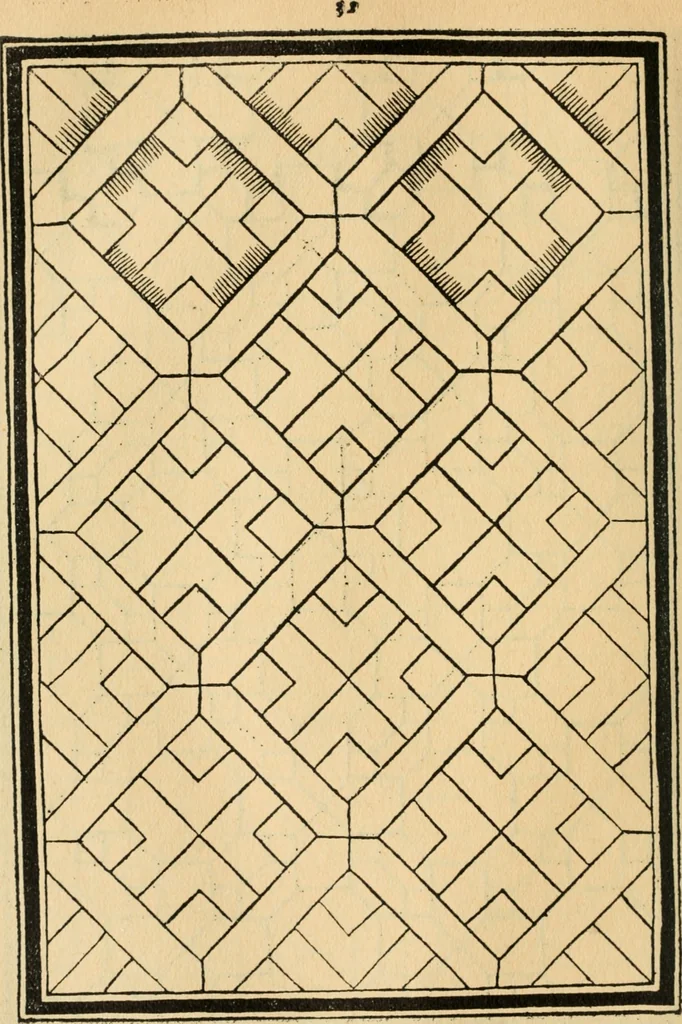 An illustration from A booke of sundry draughtes principaly serving for glasiers: and not impertinent for plasters, and gardiners : besides sundry other professions. Whereunto is annexed the manner how to anniel in glas: and also the true forme of the fornace, and the secretes thereof, 1615, leaf 53