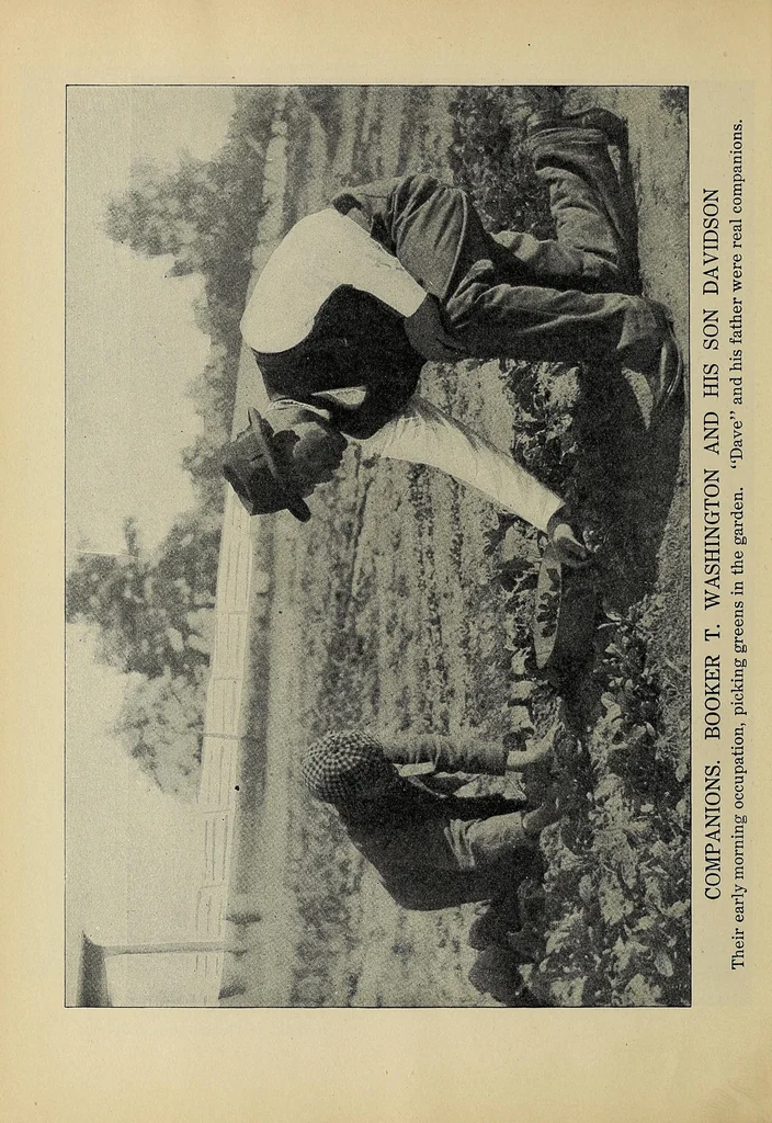 An illustration from Booker T. Washington, the master mind of a child of slavery; an appealing life story rivaling in its picturesque simplicity and power those recounted about the lives of Washington and Lincoln. A biographical tale destined to live in history and furnish an inspiration for present and future generations; a human interest story depicting the life achievements of a great leader of a rising race, 1915, leaf 26