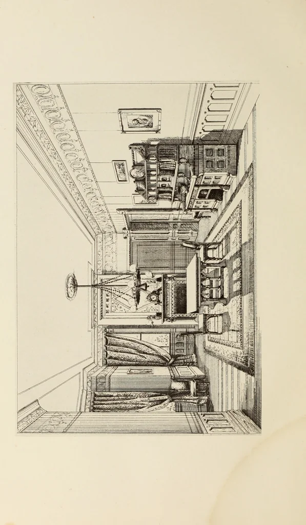 An illustration from The book of American interiors, prepared by Charles Wyllys Elliott from existing houses; with preliminary essays and letterpress descriptions; illustrated in heliotype, 1876, leaf 101