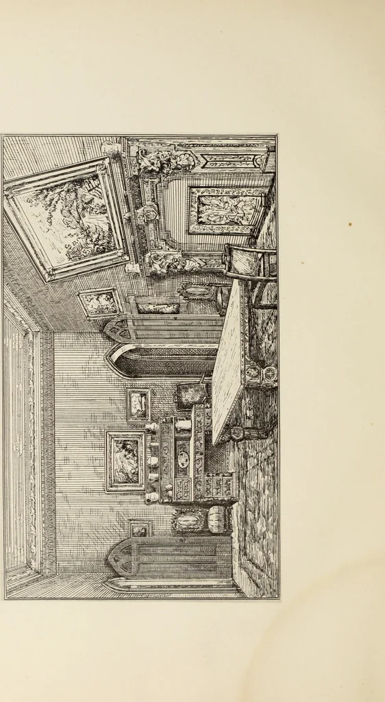 An illustration from The book of American interiors, prepared by Charles Wyllys Elliott from existing houses; with preliminary essays and letterpress descriptions; illustrated in heliotype, 1876, leaf 105