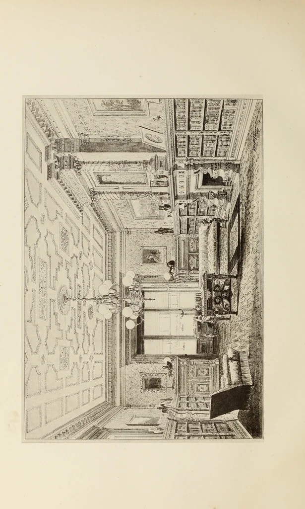 An illustration from The book of American interiors, prepared by Charles Wyllys Elliott from existing houses; with preliminary essays and letterpress descriptions; illustrated in heliotype, 1876, leaf 113