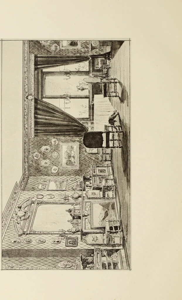 An illustration from The book of American interiors, prepared by Charles Wyllys Elliott from existing houses; with preliminary essays and letterpress descriptions; illustrated in heliotype, 1876, leaf 176