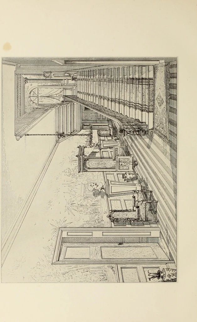 An illustration from The book of American interiors, prepared by Charles Wyllys Elliott from existing houses; with preliminary essays and letterpress descriptions; illustrated in heliotype, 1876, leaf 180