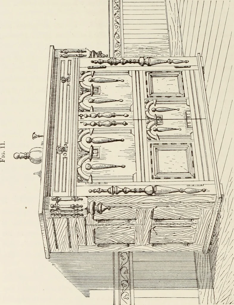 An illustration from The book of American interiors, prepared by Charles Wyllys Elliott from existing houses; with preliminary essays and letterpress descriptions; illustrated in heliotype, 1876, leaf 71