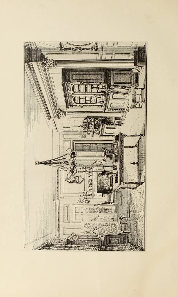 An illustration from The book of American interiors, prepared by Charles Wyllys Elliott from existing houses; with preliminary essays and letterpress descriptions; illustrated in heliotype, 1876, leaf 77