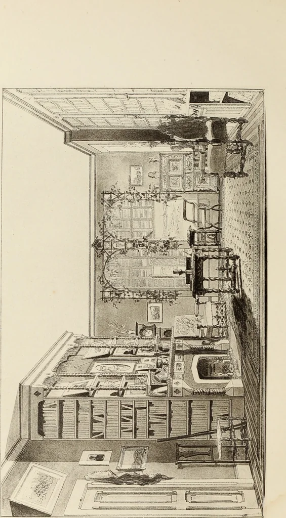 An illustration from The book of American interiors, prepared by Charles Wyllys Elliott from existing houses; with preliminary essays and letterpress descriptions; illustrated in heliotype, 1876, leaf 89