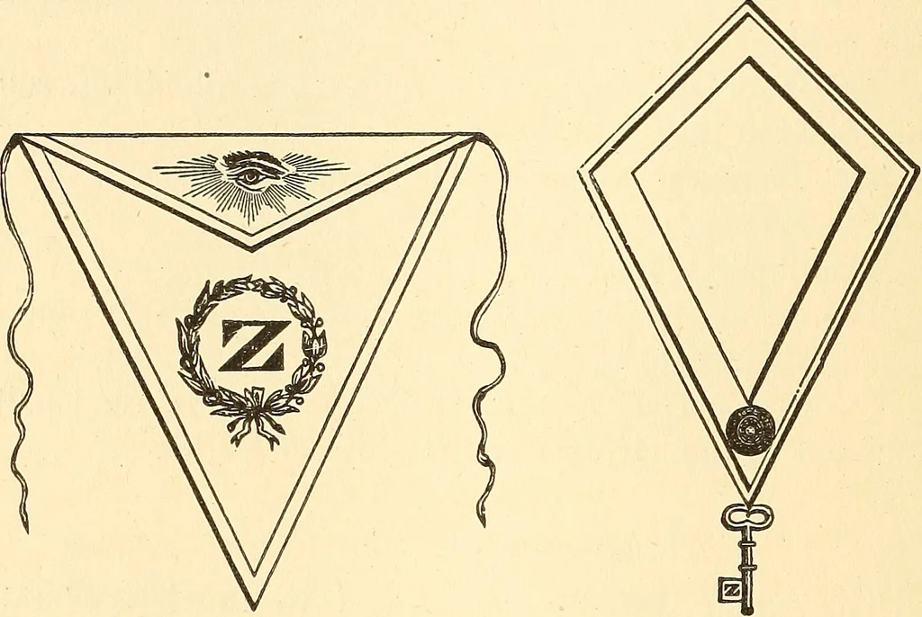 An illustration from The book of the Ancient and accepted Scottish rite of freemasonry, 1899, leaf 47