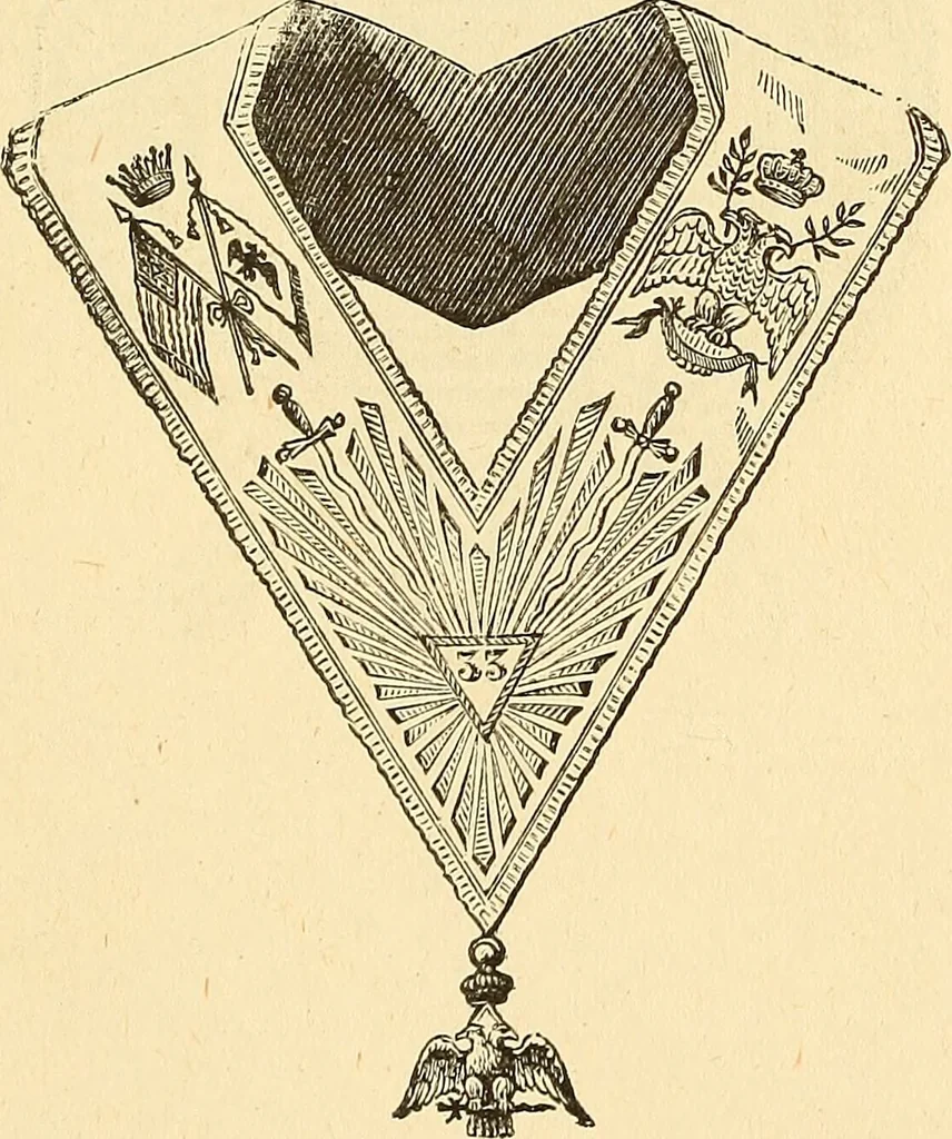 An illustration from The book of the Ancient and accepted Scottish rite of freemasonry, 1899, leaf 500