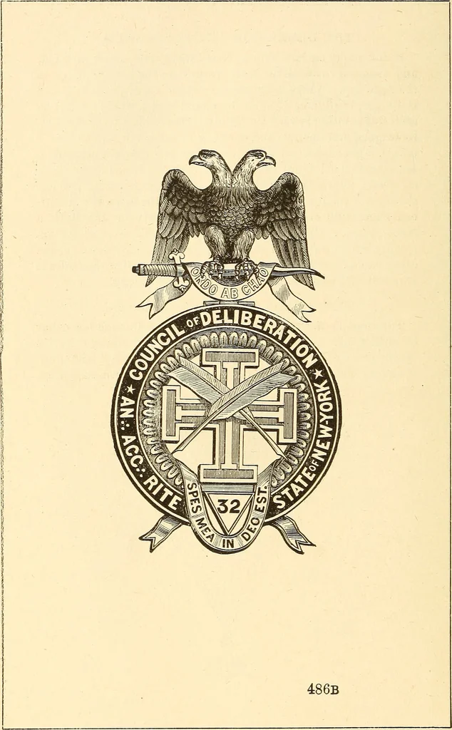 An illustration from The book of the Ancient and accepted Scottish rite of freemasonry, 1899, leaf 501