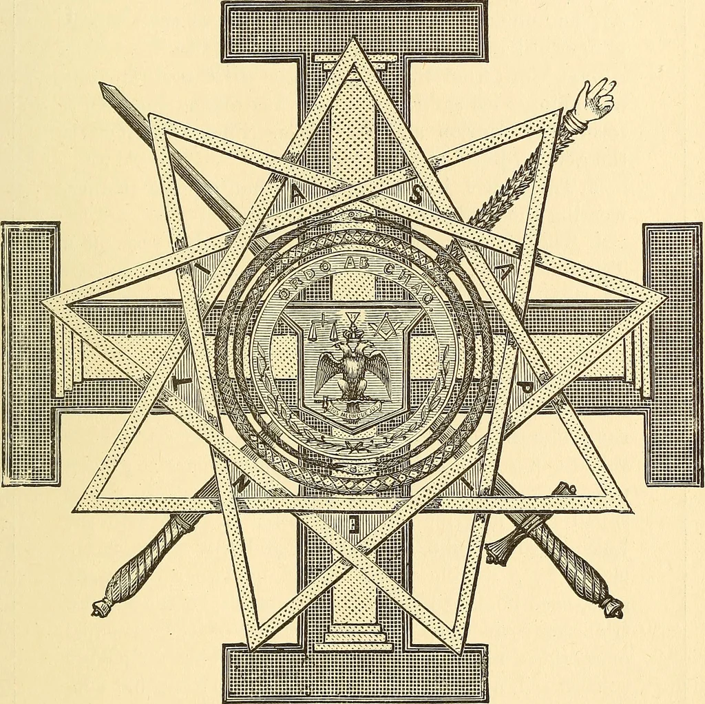 An illustration from The book of the Ancient and accepted Scottish rite of freemasonry, 1899, leaf 510