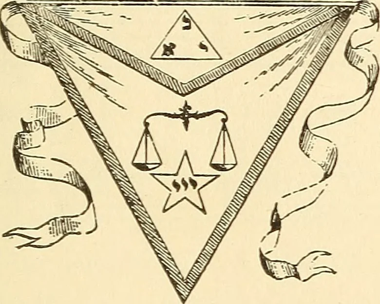 An illustration from The book of the Ancient and accepted Scottish rite of freemasonry, 1899, leaf 98