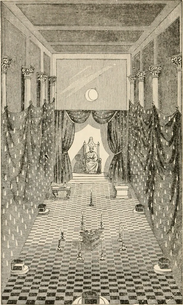 An illustration from The book of the ancient and accepted Scottish rite of freemasonry : containing instructions in all the degrees from the third to the thirty-third, and last degree of the rite : together with ceremonies of inauguration ... etc., 1914, leaf 109