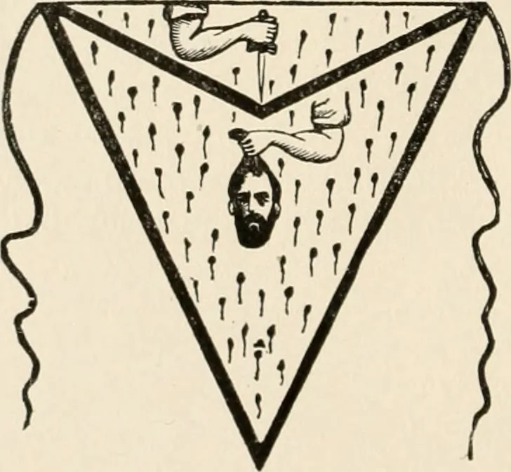 An illustration from The book of the ancient and accepted Scottish rite of freemasonry : containing instructions in all the degrees from the third to the thirty-third, and last degree of the rite : together with ceremonies of inauguration ... etc., 1914, leaf 111