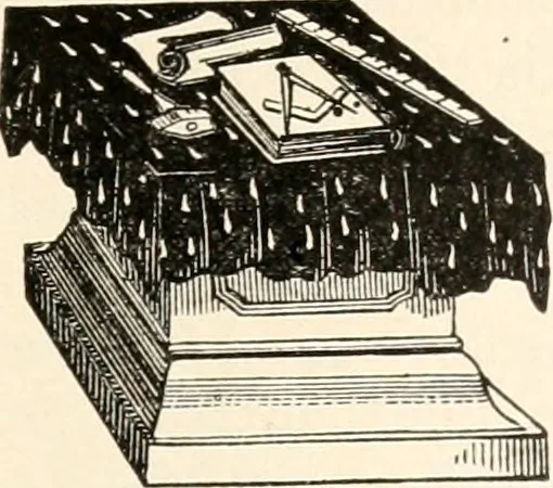 An illustration from The book of the ancient and accepted Scottish rite of freemasonry : containing instructions in all the degrees from the third to the thirty-third, and last degree of the rite : together with ceremonies of inauguration ... etc., 1914, leaf 138