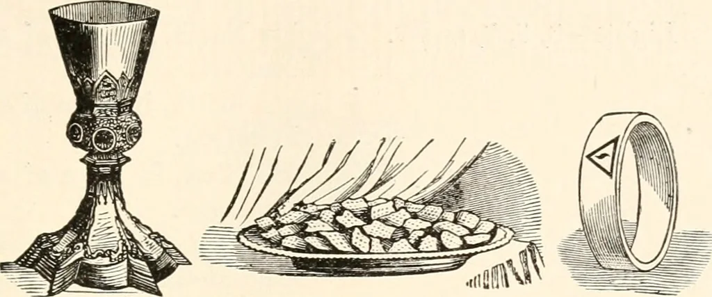 An illustration from The book of the ancient and accepted Scottish rite of freemasonry : containing instructions in all the degrees from the third to the thirty-third, and last degree of the rite : together with ceremonies of inauguration ... etc., 1914, leaf 164