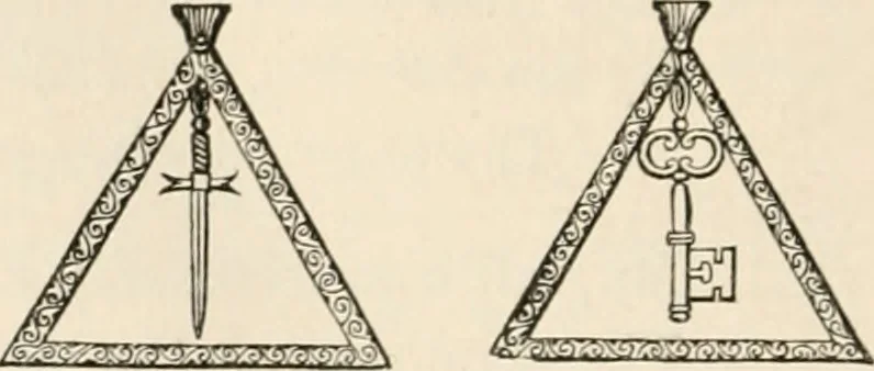 An illustration from The book of the ancient and accepted Scottish rite of freemasonry : containing instructions in all the degrees from the third to the thirty-third, and last degree of the rite : together with ceremonies of inauguration ... etc., 1914, leaf 189