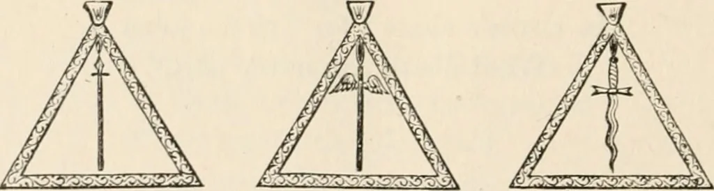 An illustration from The book of the ancient and accepted Scottish rite of freemasonry : containing instructions in all the degrees from the third to the thirty-third, and last degree of the rite : together with ceremonies of inauguration ... etc., 1914, leaf 189