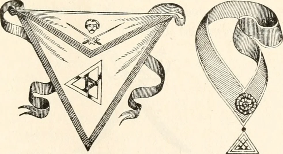 An illustration from The book of the ancient and accepted Scottish rite of freemasonry : containing instructions in all the degrees from the third to the thirty-third, and last degree of the rite : together with ceremonies of inauguration ... etc., 1914, leaf 198