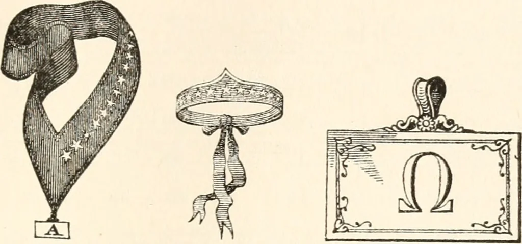 An illustration from The book of the ancient and accepted Scottish rite of freemasonry : containing instructions in all the degrees from the third to the thirty-third, and last degree of the rite : together with ceremonies of inauguration ... etc., 1914, leaf 304